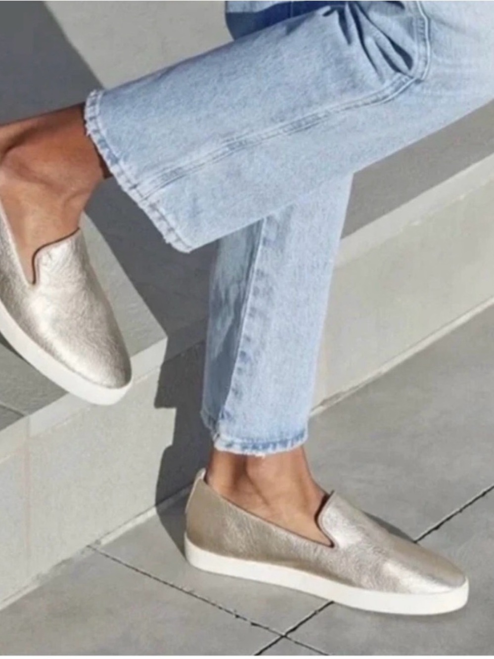 BIRDIES The Swift Silver Metallic Leather Slip On Sneaker LoaferWomen’s Size 8.5